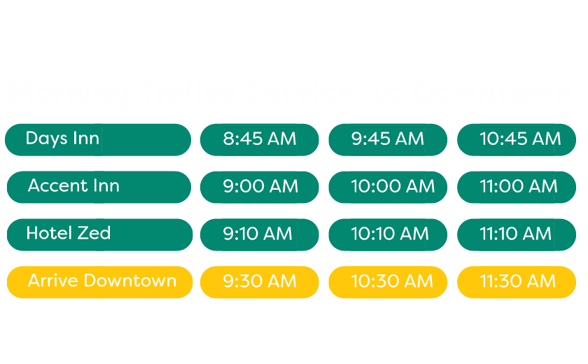 Victoria Harbour Ferry Trolley schedule with stops and times 